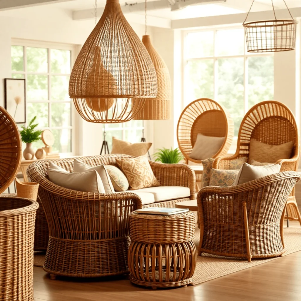 how wicker furniture is made of
