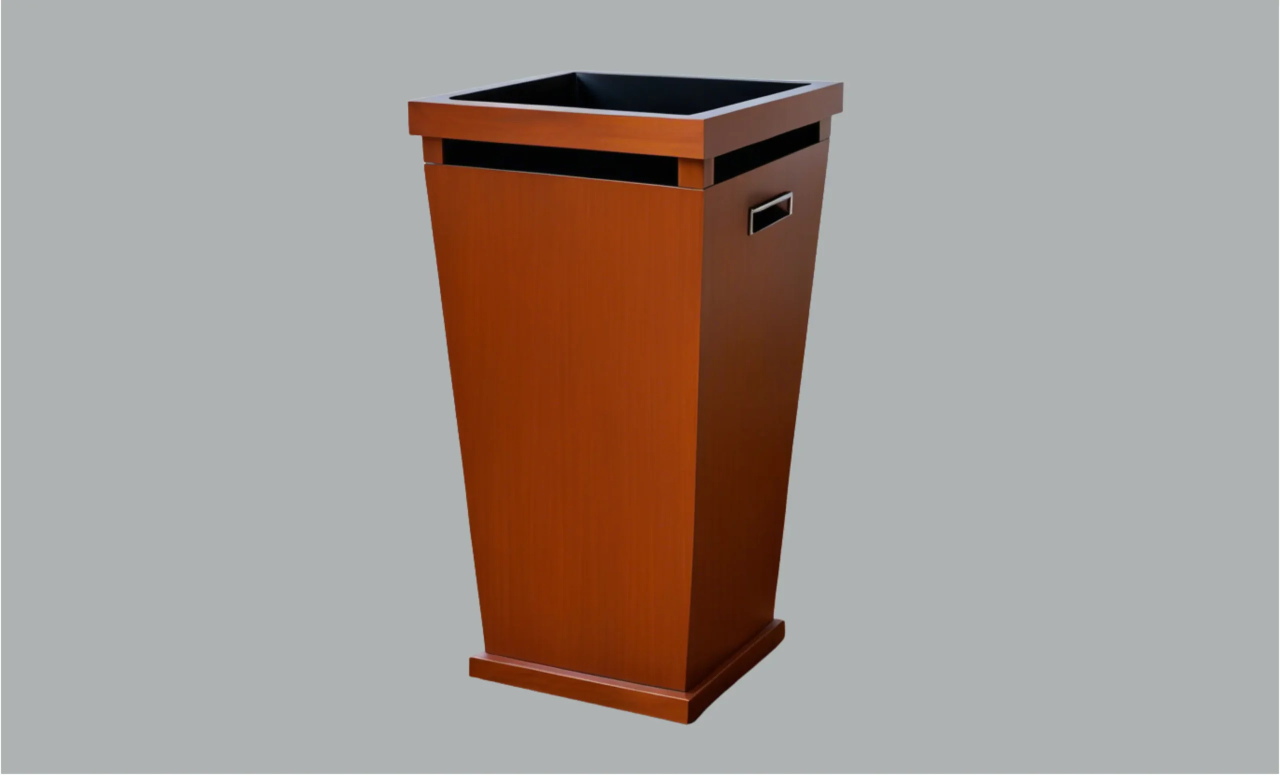 Tall wooden dustbin with modern design by Wooden Dustbin Manufacturer in India – UrbanLand Products.