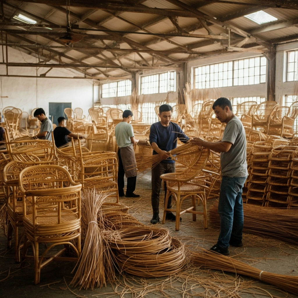 Rattan furniture production at Urban Land Products – Best Outdoor Furniture Manufacturer in India